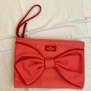 Kate Spade pink and red bow wristlet
